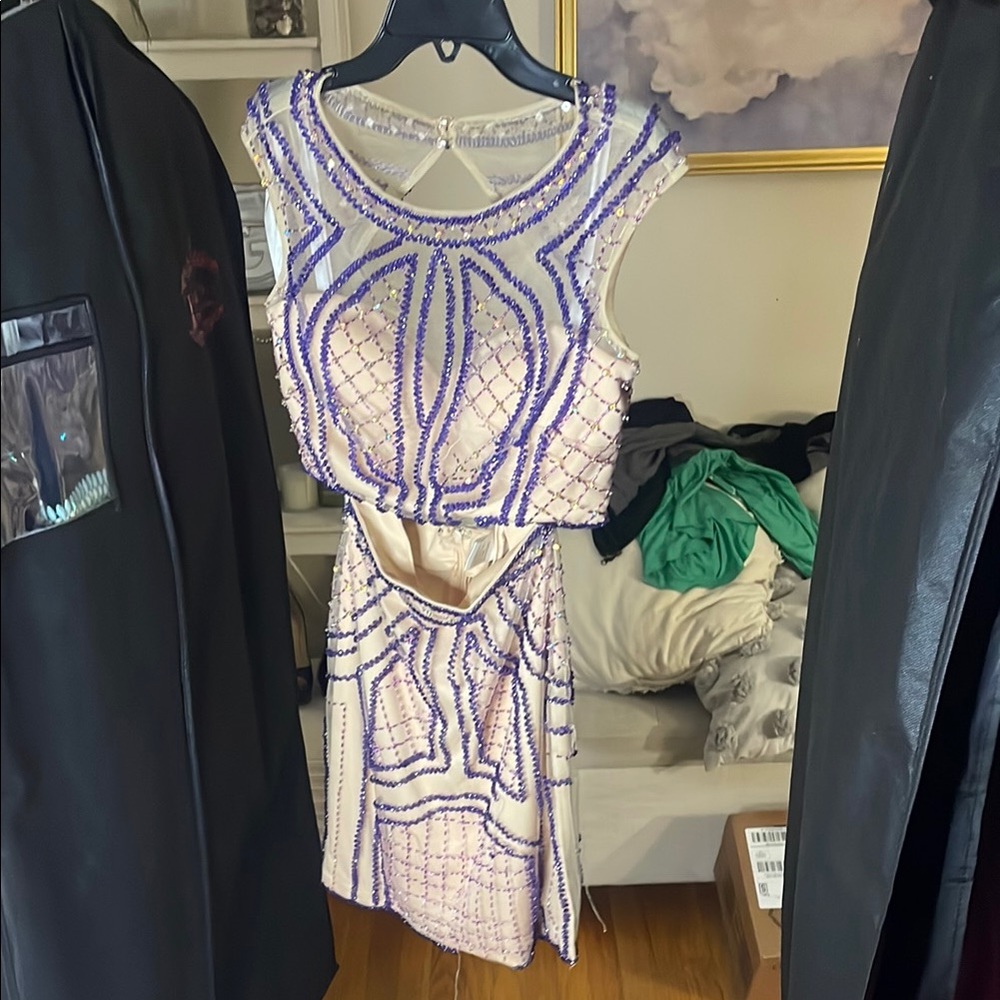 Rachel Allan Blue Sleeveless Mini Sundress
